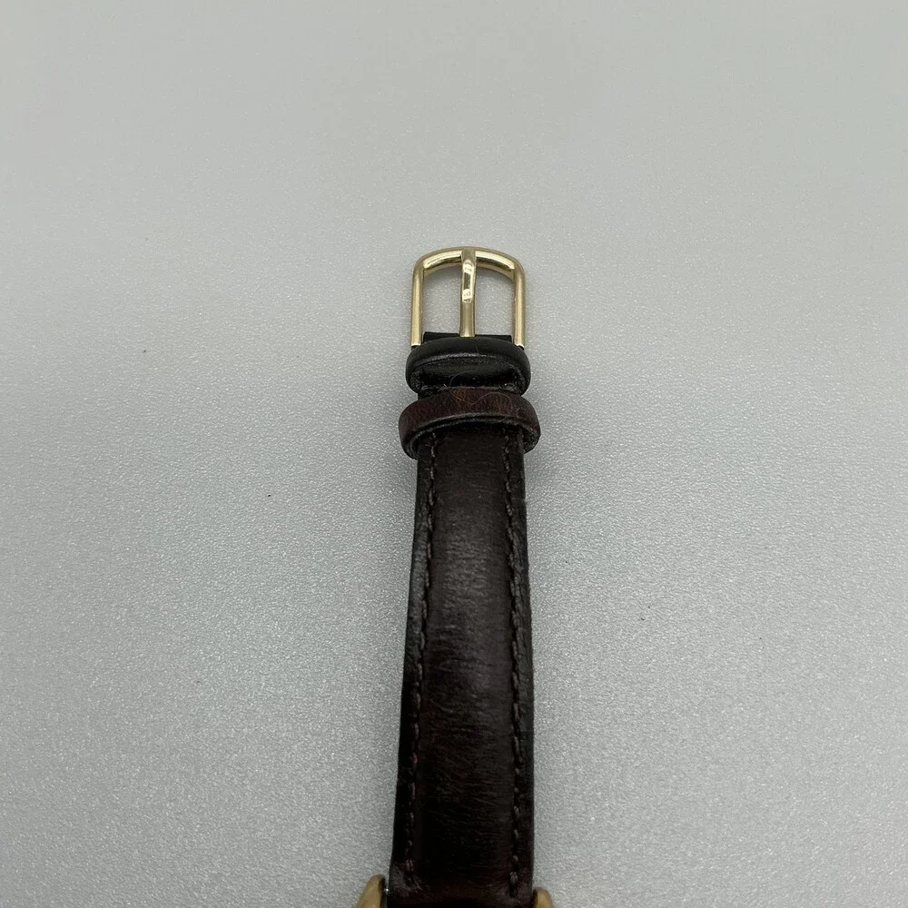 Vtg Lorus Womens Watch 26mm Minnie Mouse Gold Tone V501-6N70 Leather Band